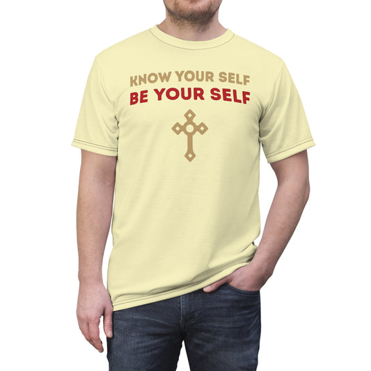 "Know Your Self", Unisex T-shirt (Primrose Light)