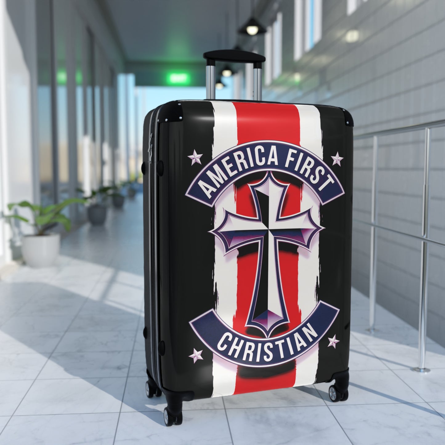 "America First Christian" Wall Art #02 Suitcases (Moonless Black)