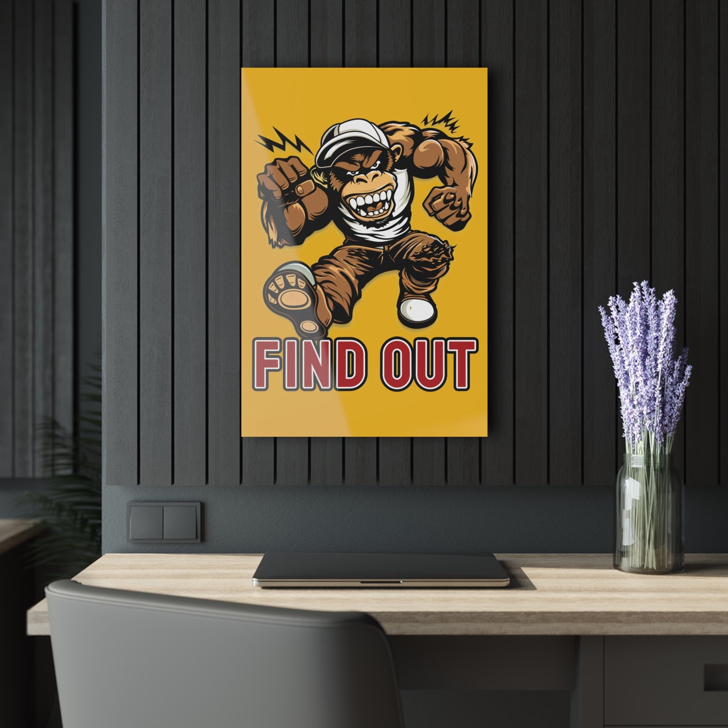 "Find Out", Acrylic Wall Prints (French Cleat Hanging) (Amber Yellow)