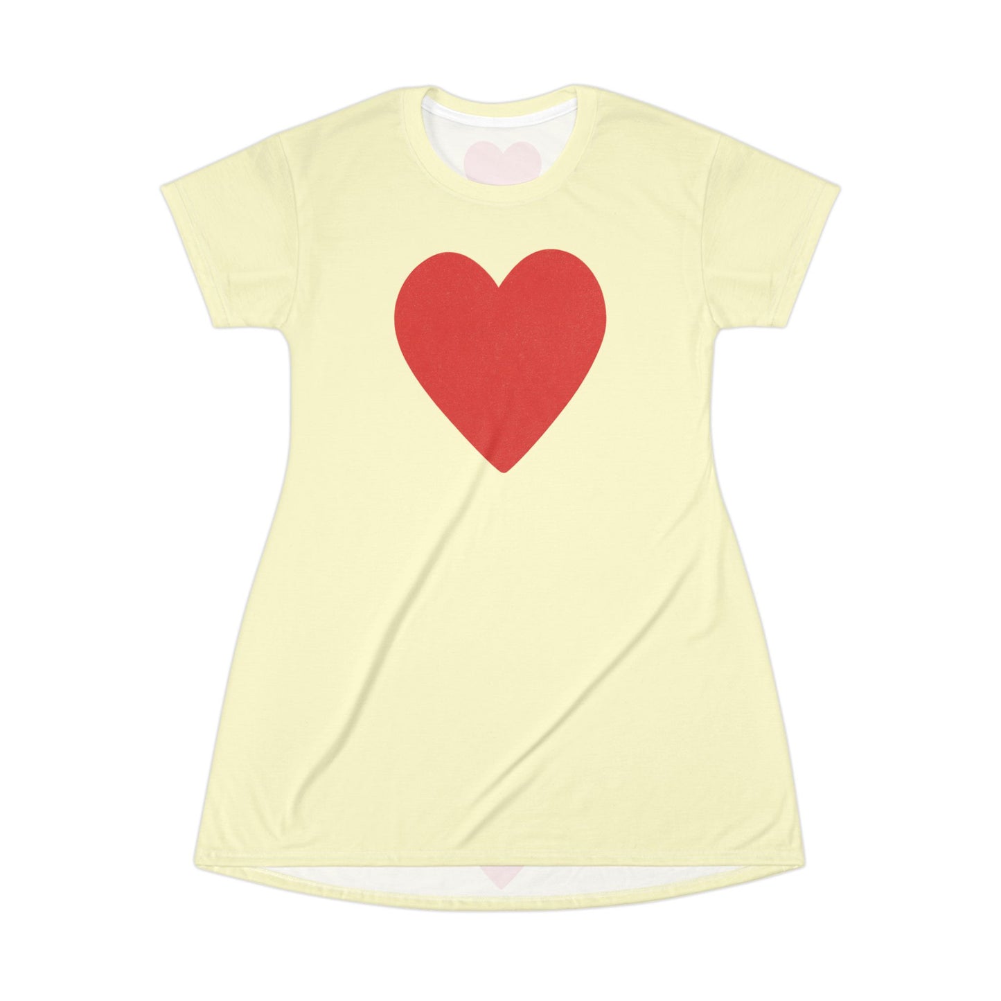 "Big Heart", T-Shirt Dress (Cream Yellow)