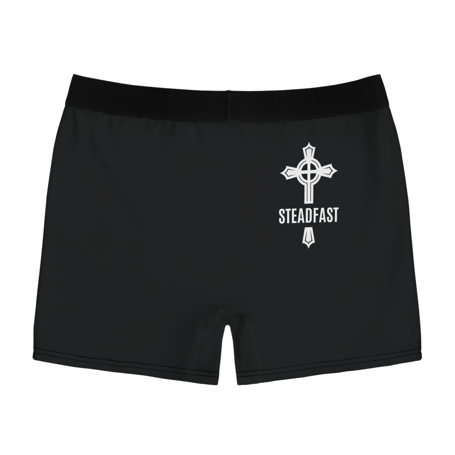 "Steadfast Cross", Men's Boxer Briefs (Moonless Black)