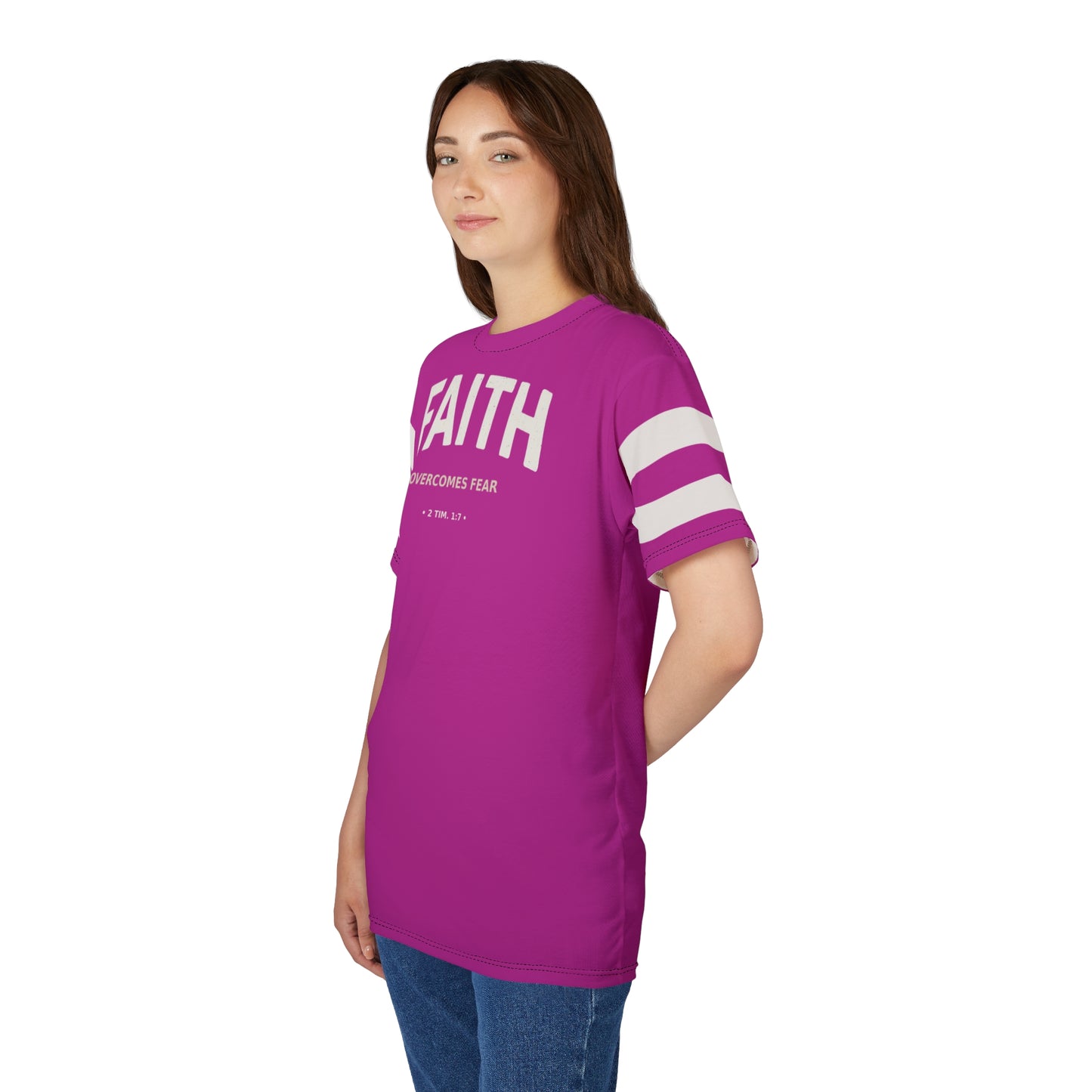 "Faith Overcomes Fear", Unisex Tee (Prairie Foxglove Pink)