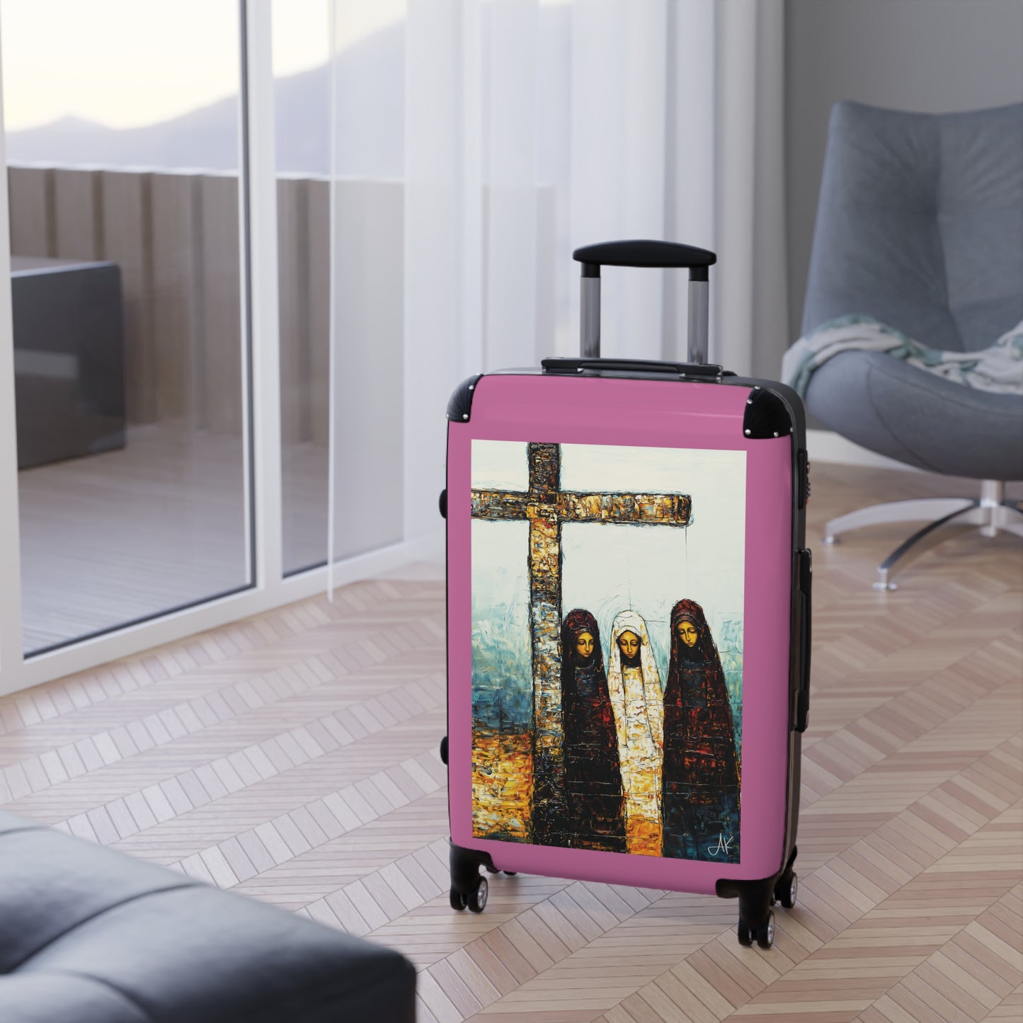 "At-the-Foot of the Cross - John 19:25", Suitcases (Light Pink)