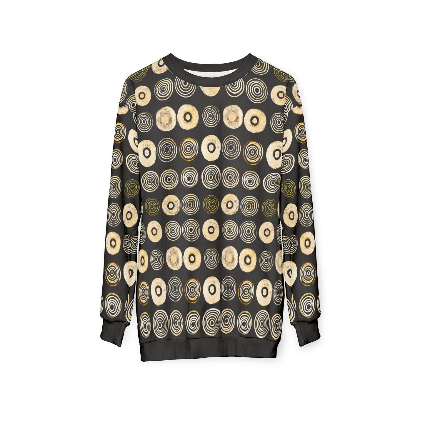 "Punk Polka", Wearable Pattern Art Unisex Sweatshirt (Plain Black Cuffs)