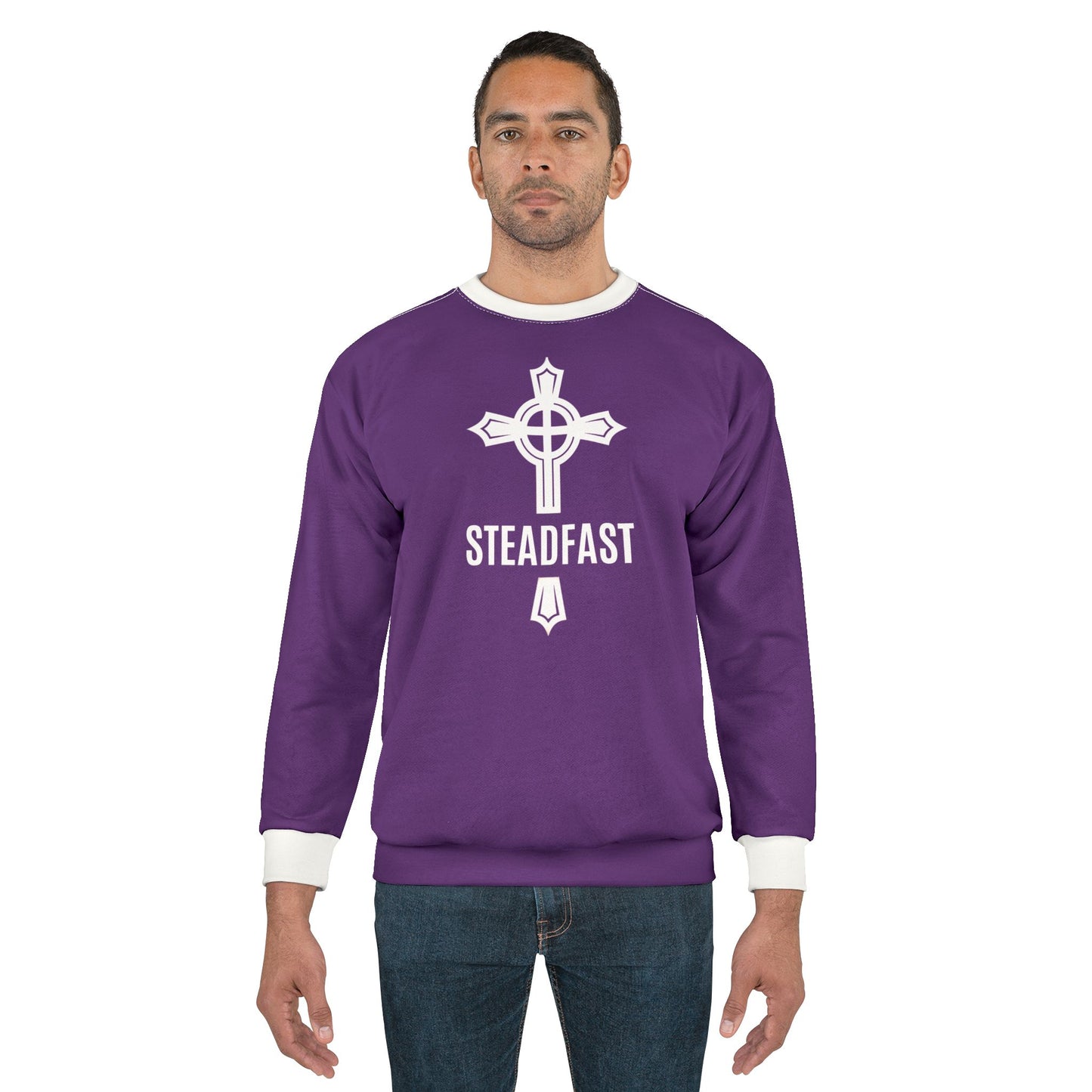 "Steadfast Cross", Unisex Sweatshirt (Daintree Dusk Purple)