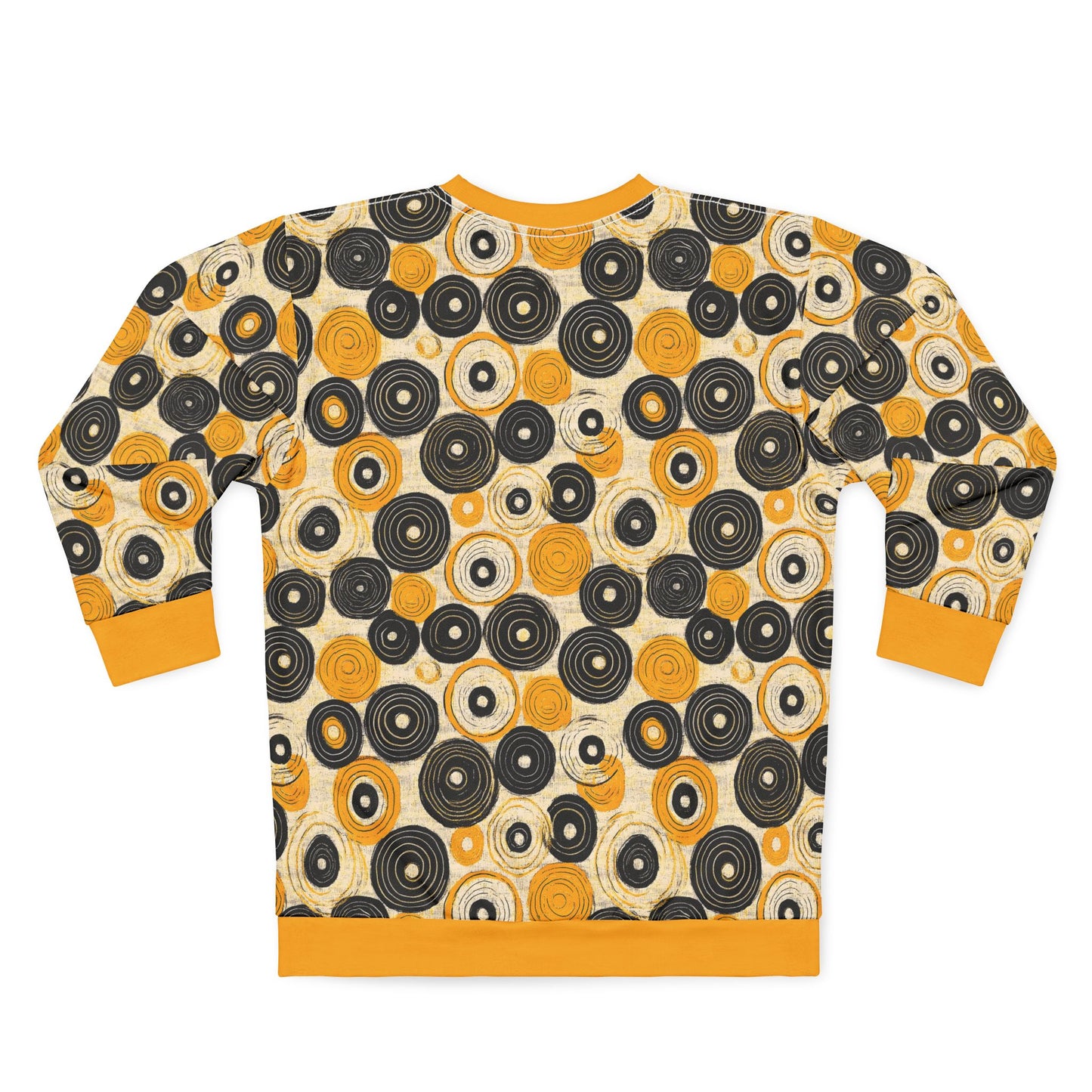 "Old 45's", Wearable Pattern Art Unisex Sweatshirt (Cyber Yellow Cuffs)