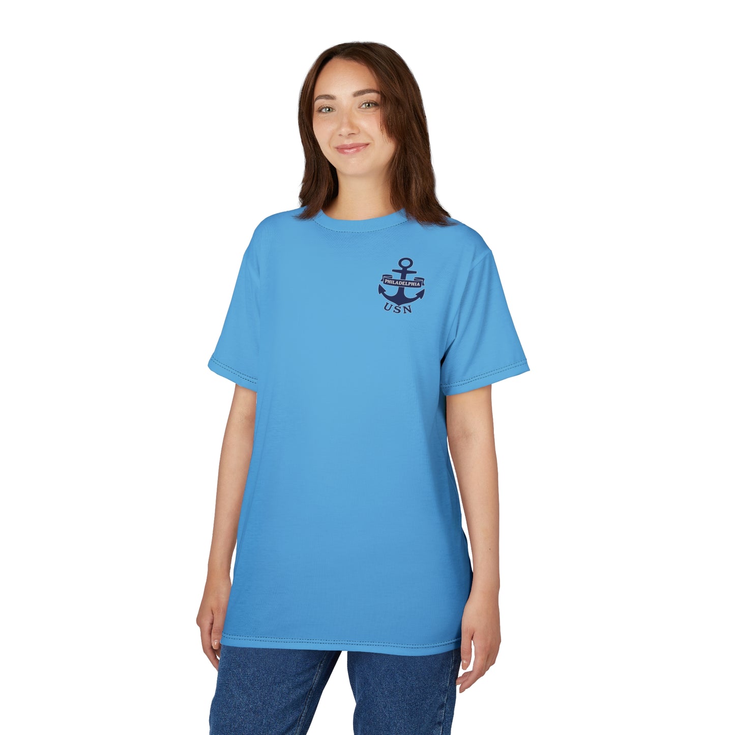 "USN Anchor", Unisex T-shirt (Atlantic Sky)
