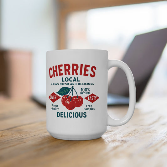 "Delicious Cherries", White Mug, (11oz & 15oz)