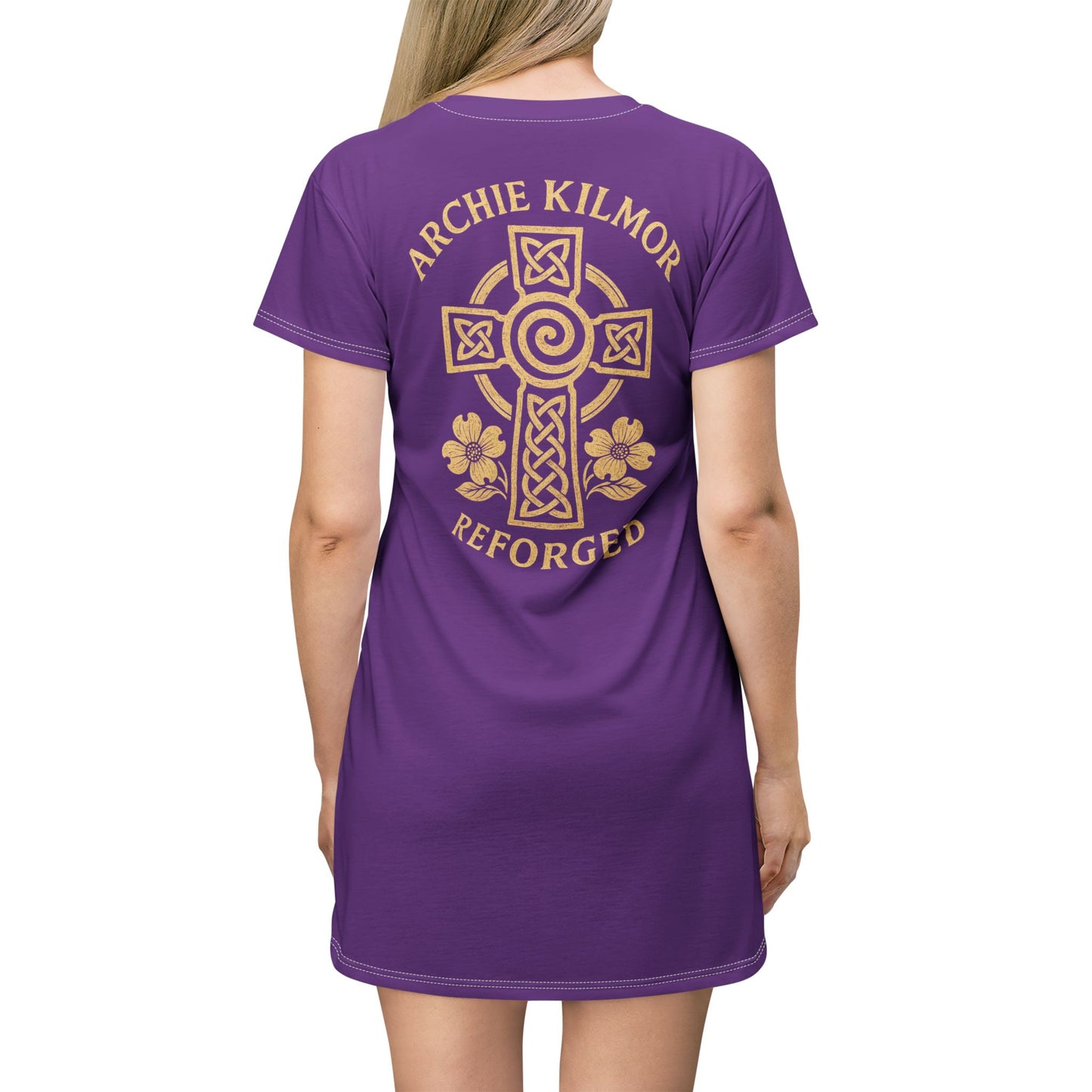 "Archie Kilmor Cross - Reforged" #01, Wearable Art T-Shirt Dress (Vesper Violet)