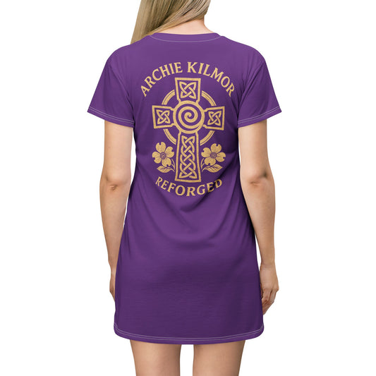 "Archie Kilmor Cross - Reforged" #01, Wearable Art T-Shirt Dress (Vesper Violet)