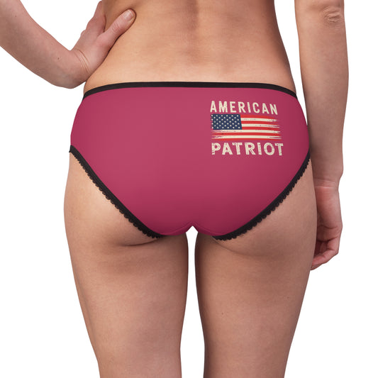 "American Patriot" with Flag #02, Women's Briefs (Steel Pink)