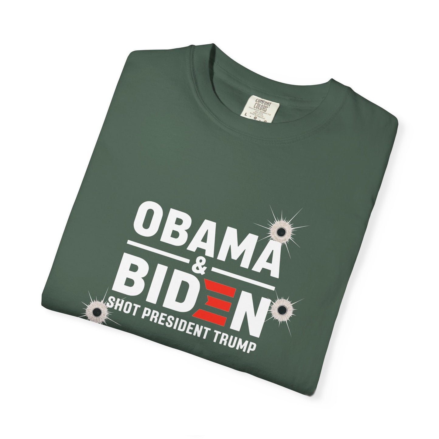 "Obama & Biden Shot President Trump", Unisex Black T-shirt