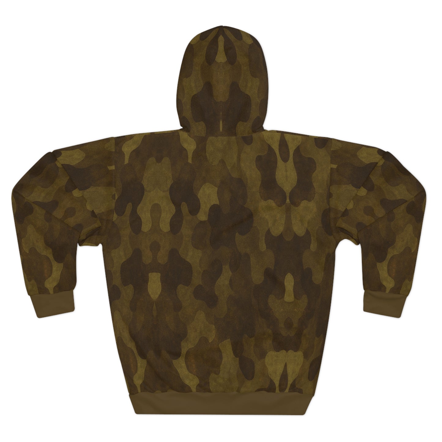 "Swamp Recon Camouflage", Unisex Wearable Art Pullover Hoodie (Cattail Bronze Cuffs & Waist)