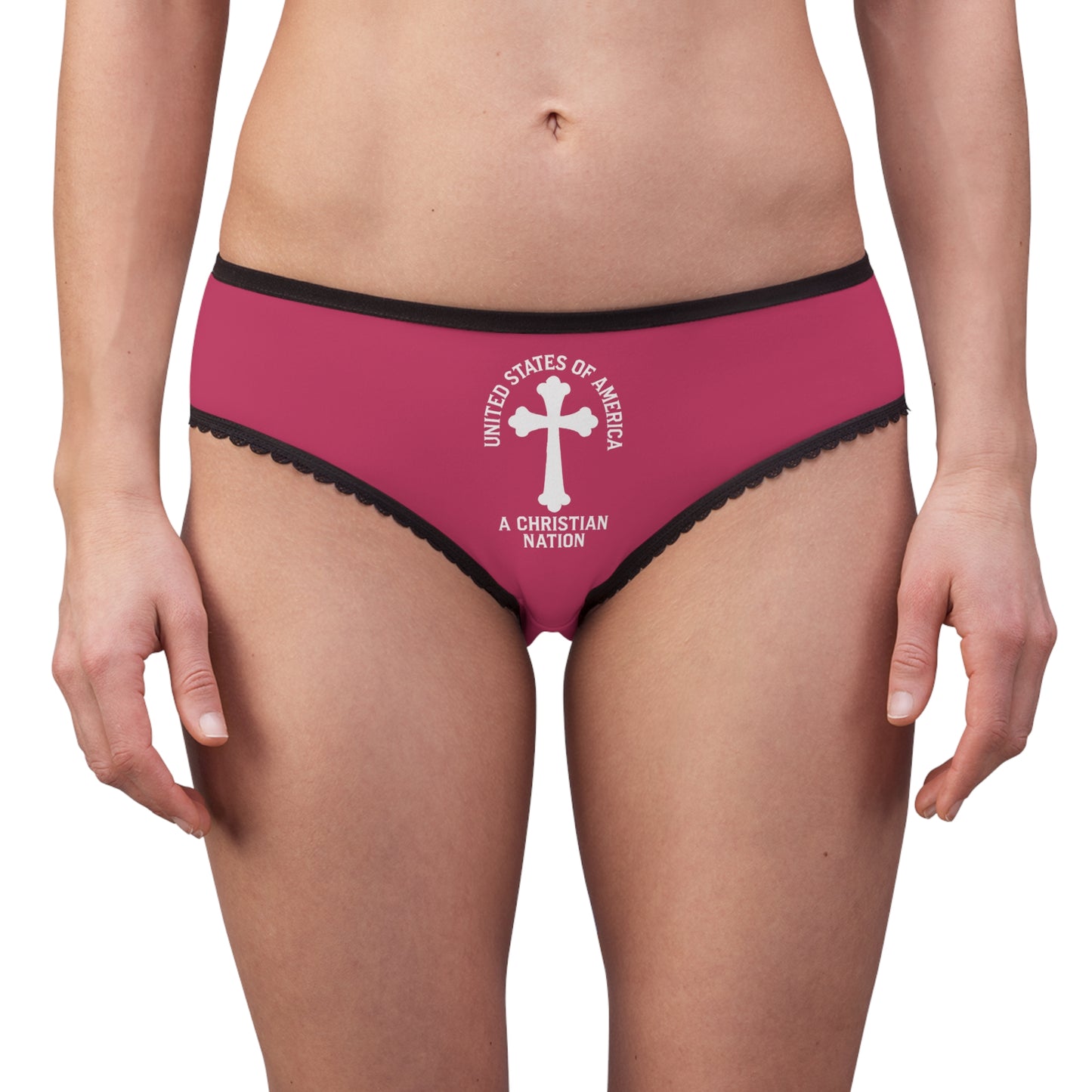 "USA - A Christian Nation" #04, Women's Briefs (Steel Pink)