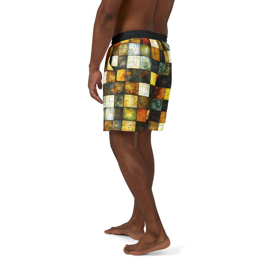 "Wood Block Pattern" #01, Swim Shorts