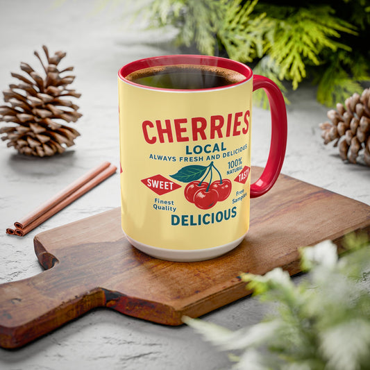 "Delicious Cherries", Colorful Mugs (11oz, 15oz) (Sanctum Veil)