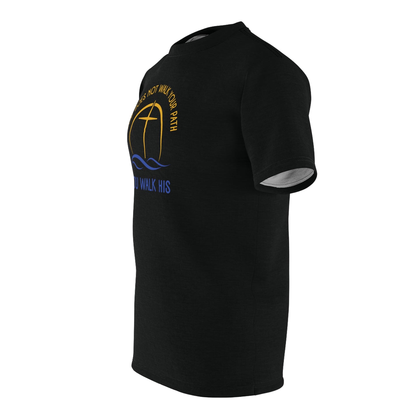 "God Does Not Walk Your Path", Unisex T-shirt (Cool Black)