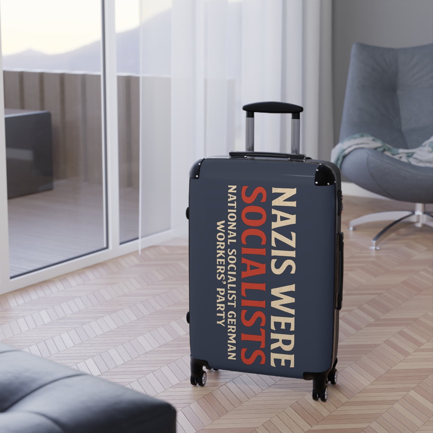 "Nazis were Socialists", Suitcase (Burka Blue Grey)