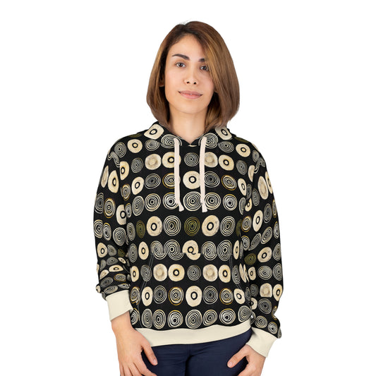 "Punk Polka", Unisex Wearable Art Pullover Hoodie (Iced Almond Cuffs)
