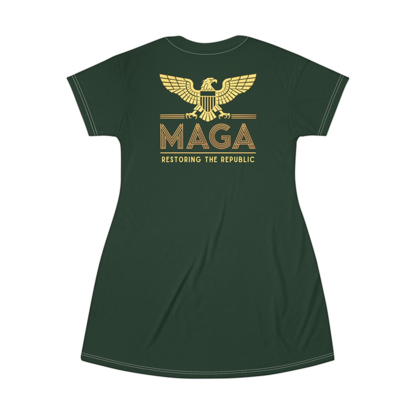 "MAGA - Restoring the Republic", T-Shirt Dress (Monsoon Green)