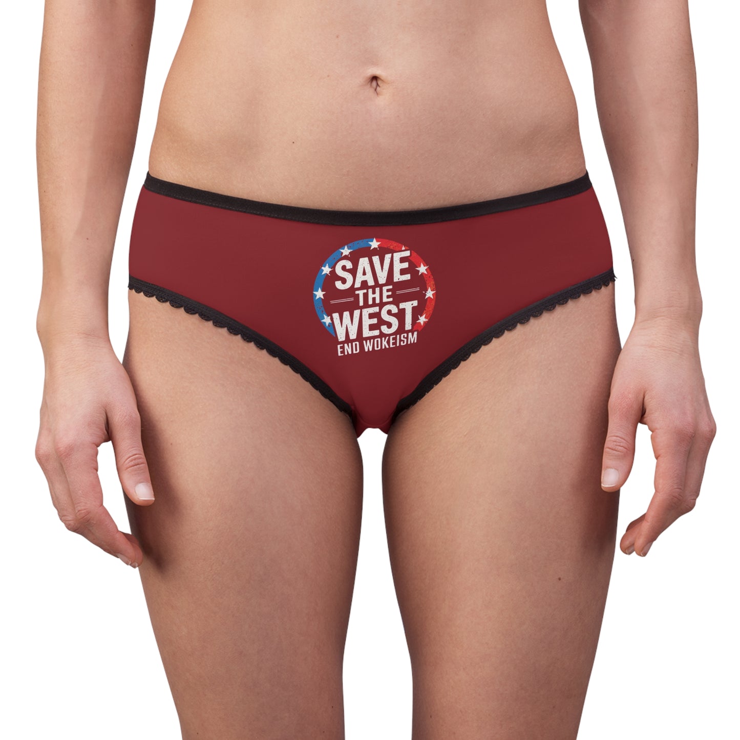 "Save the West - End Wokeism", Women's Briefs (Burgundy)