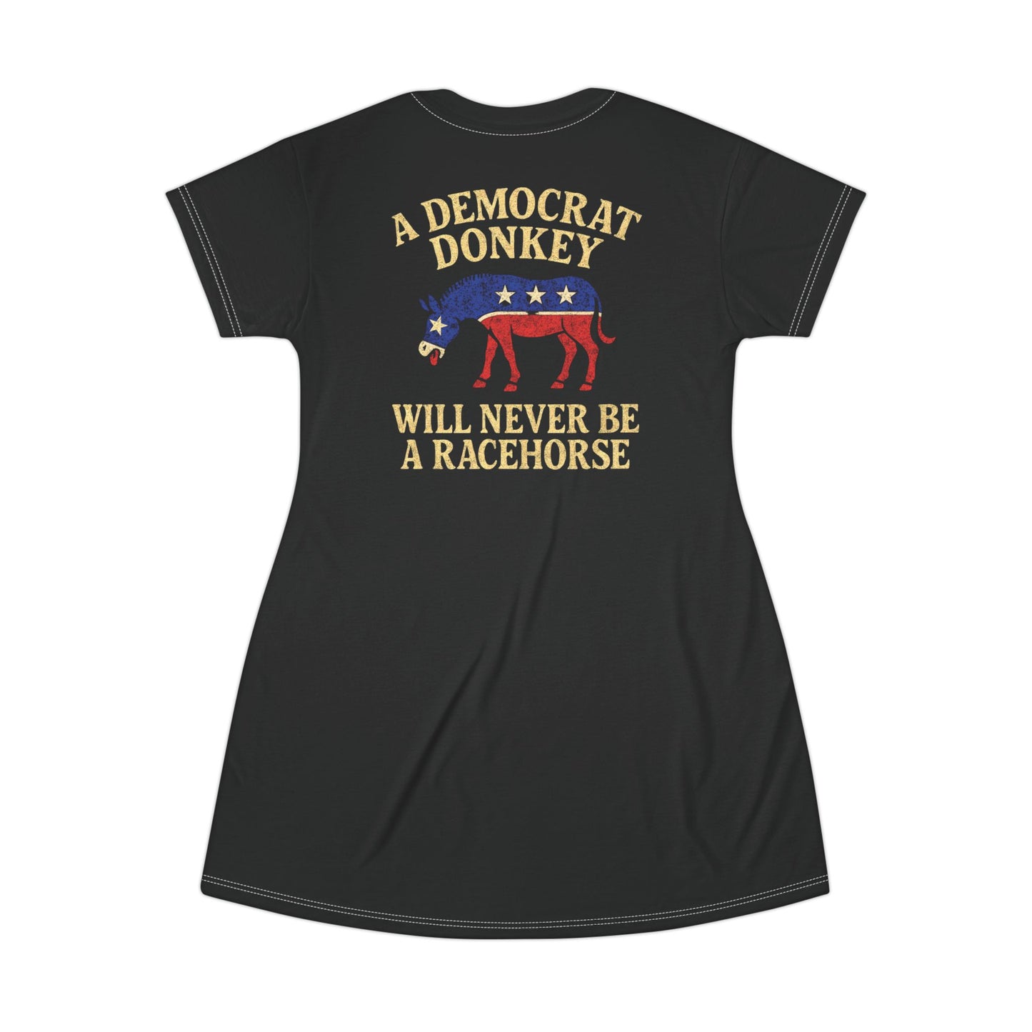 "A Democrat Donkey", T-Shirt Dress (Shadow Black)