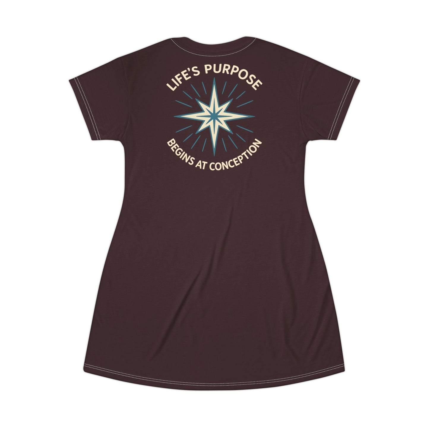 "Life's Purpose Begins at Conception #01", T-Shirt Dress (English Breakfast)