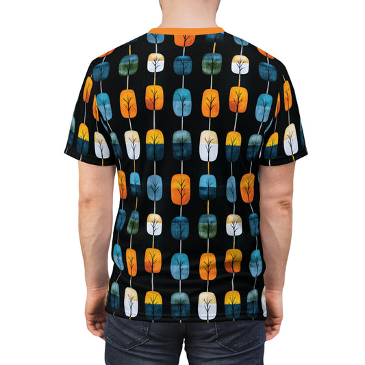 "Skyroot Grove", Unisex Tee (Bold Orange Collar)