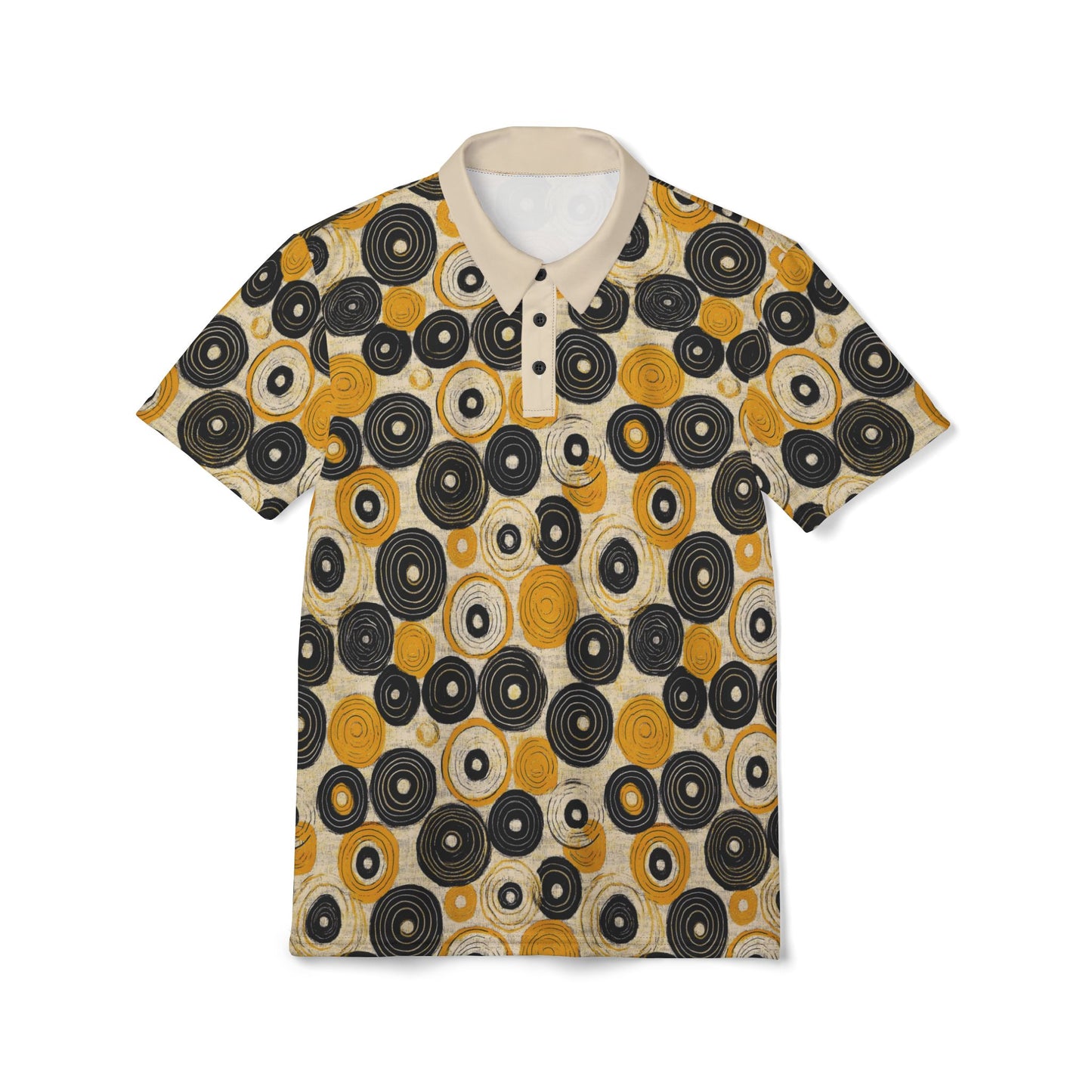 "Old 45's", Unisex Polo Shirt (Dough White Collar)