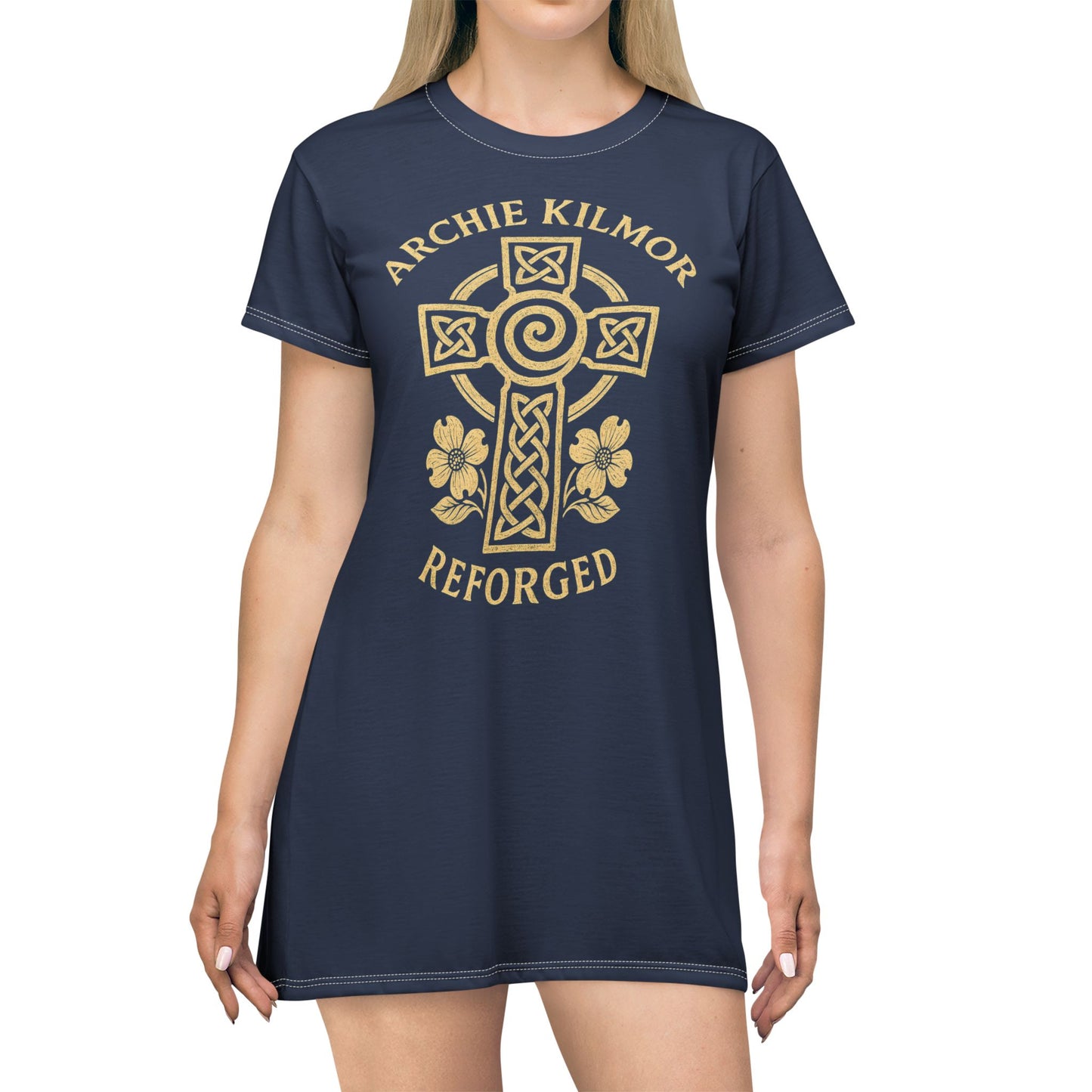 "Archie Kilmor Cross - Reforged" #01, T-Shirt Dress (Cambridge Blue)