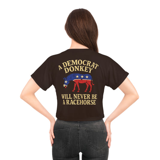 "A Democrat Donkey", Political Crop Tee (Rich Soil Brown)