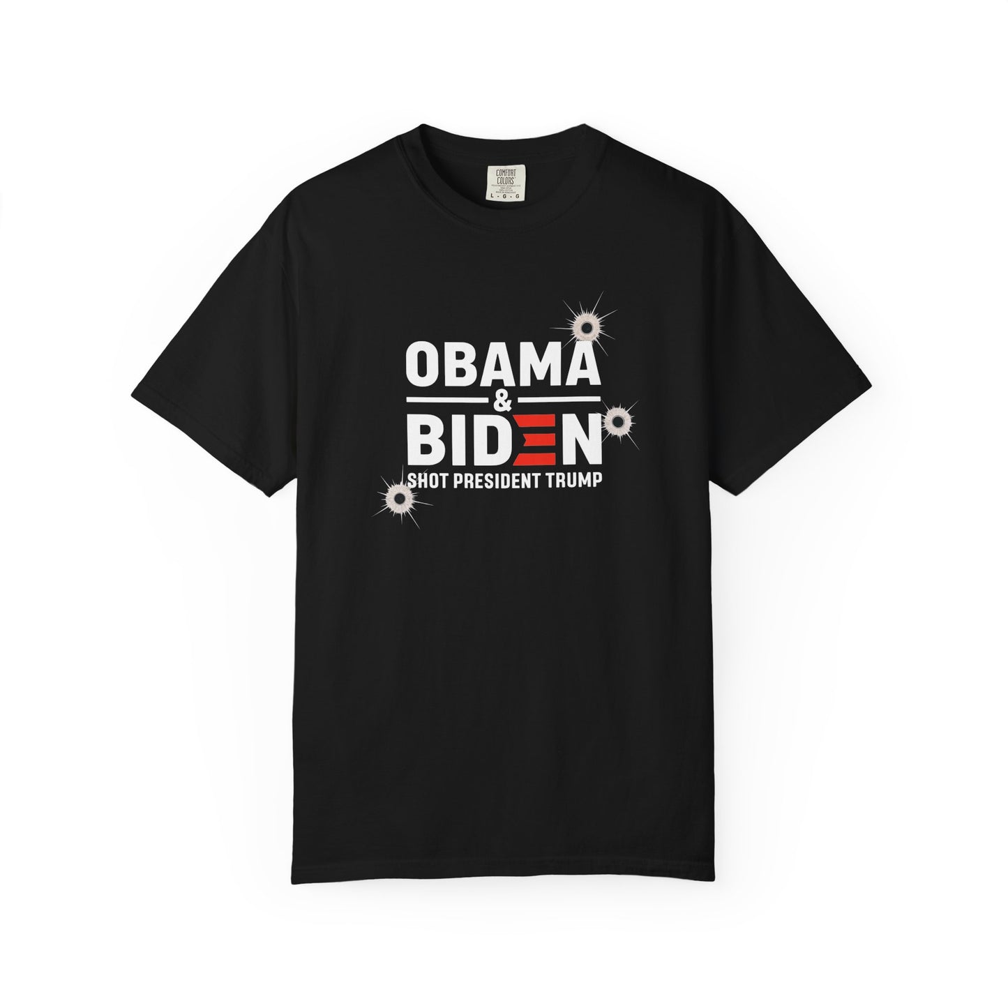 "Obama & Biden Shot President Trump", Unisex Black T-shirt