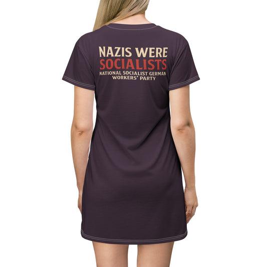 "Nazis were Socialists", T-Shirt Dress (Synallactida Purple)