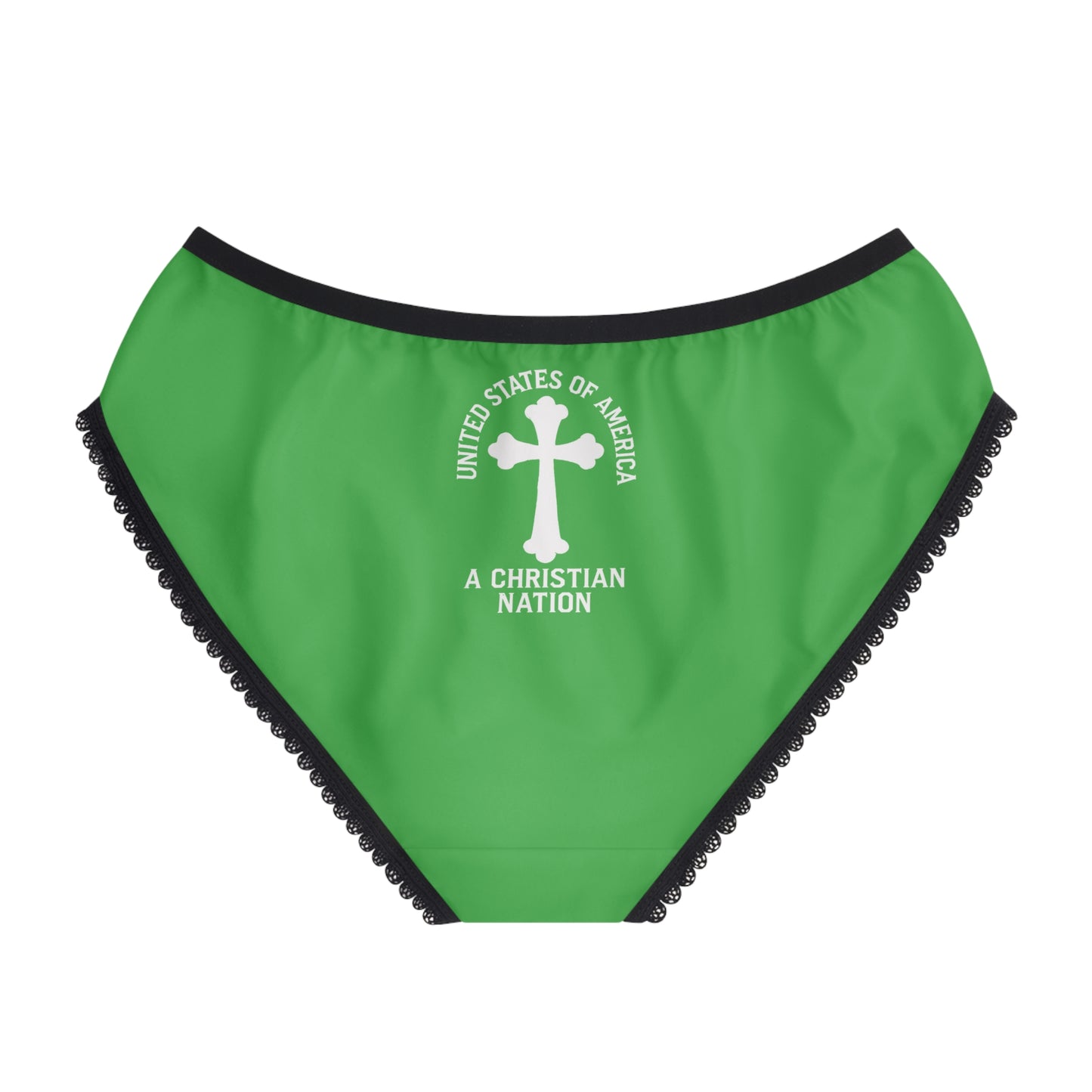 "USA - A Christian Nation" #04, Women's Briefs (Lime Green)