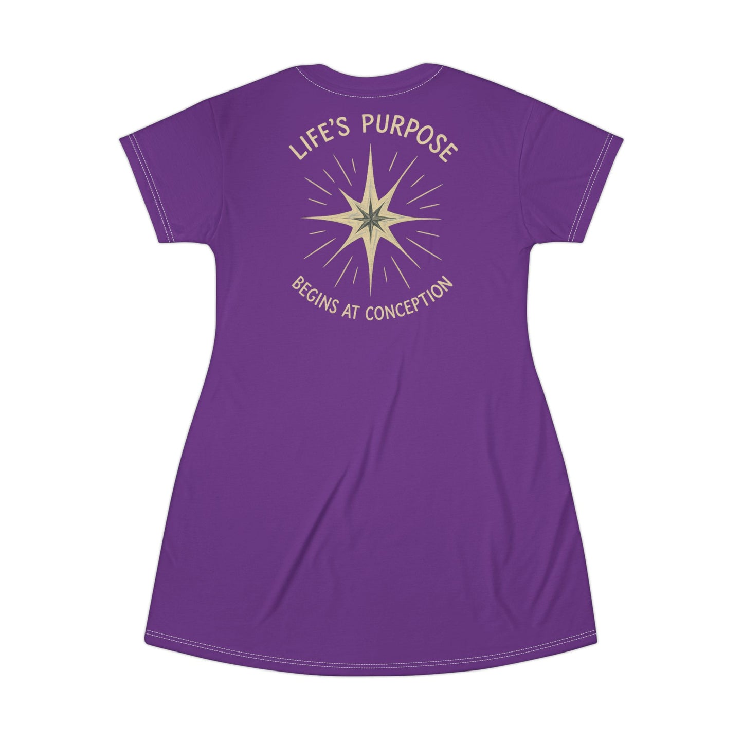 "Life's Purpose Begins at Conception #02", T-Shirt Dress (Vesper Violet)