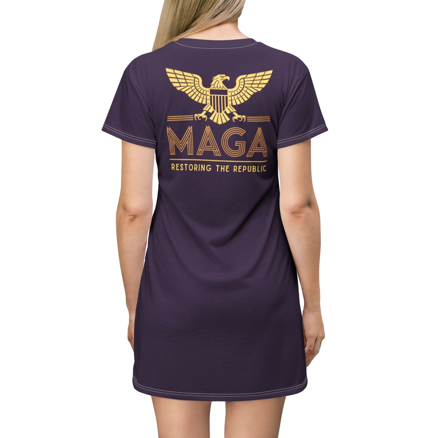 "MAGA - Restoring the Republic", T-Shirt Dress (Imperial Purple)