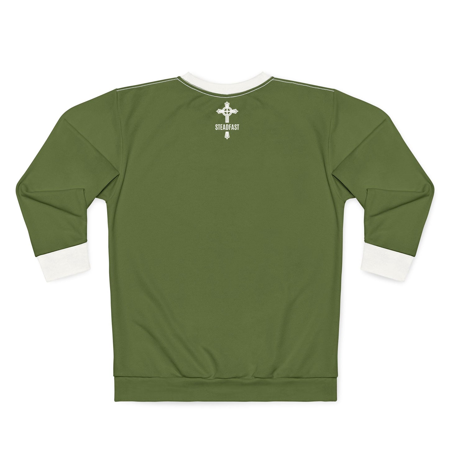 "Steadfast Cross", Unisex Sweatshirt (Kangaroo-Bush Green)