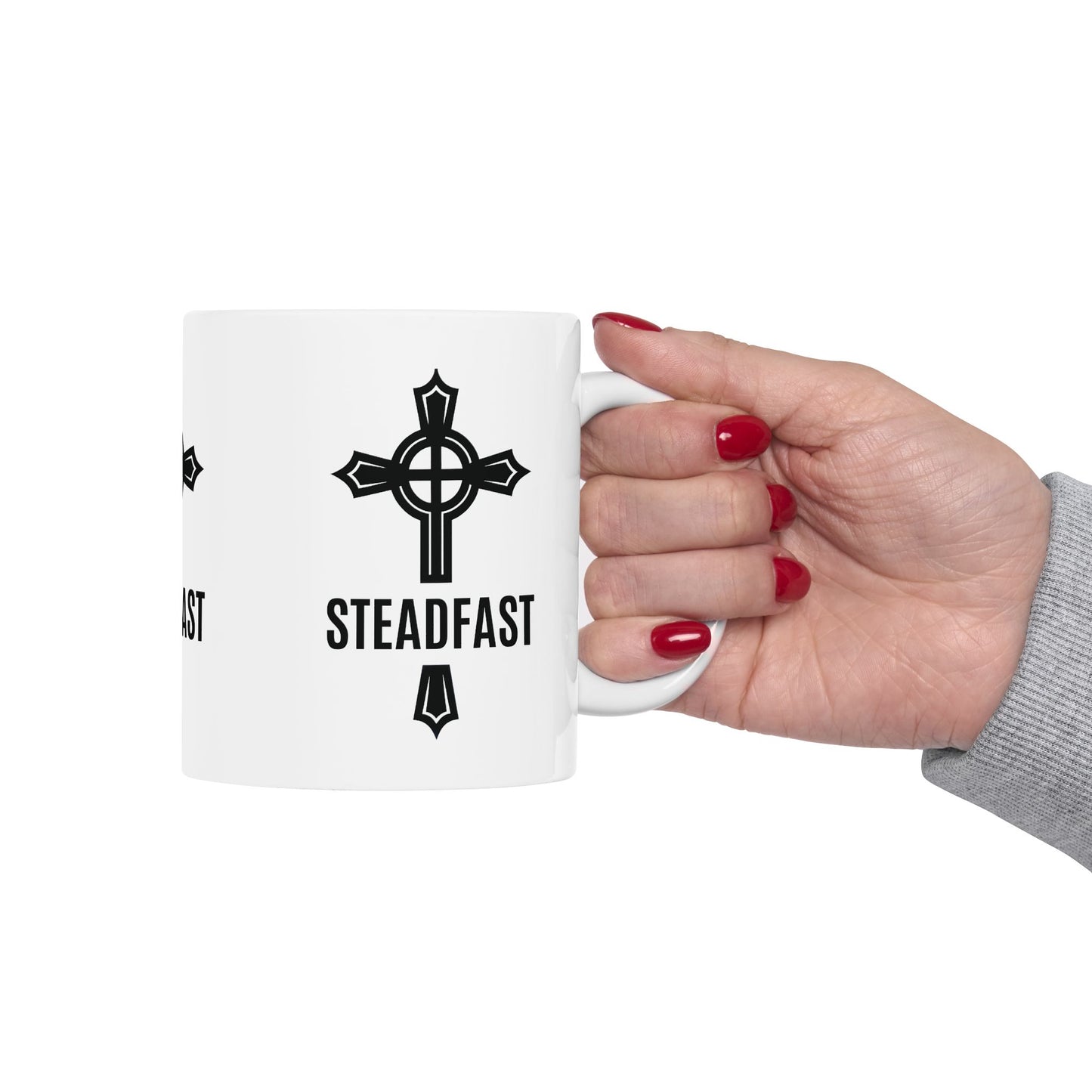 "Steadfast Cross", White Mug, (11oz & 15oz)