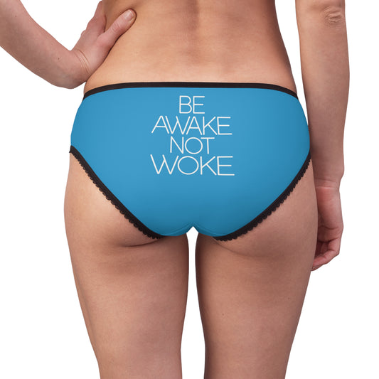 "Be Awake Not Woke" #2, Women's Briefs (Antipodean Blue)