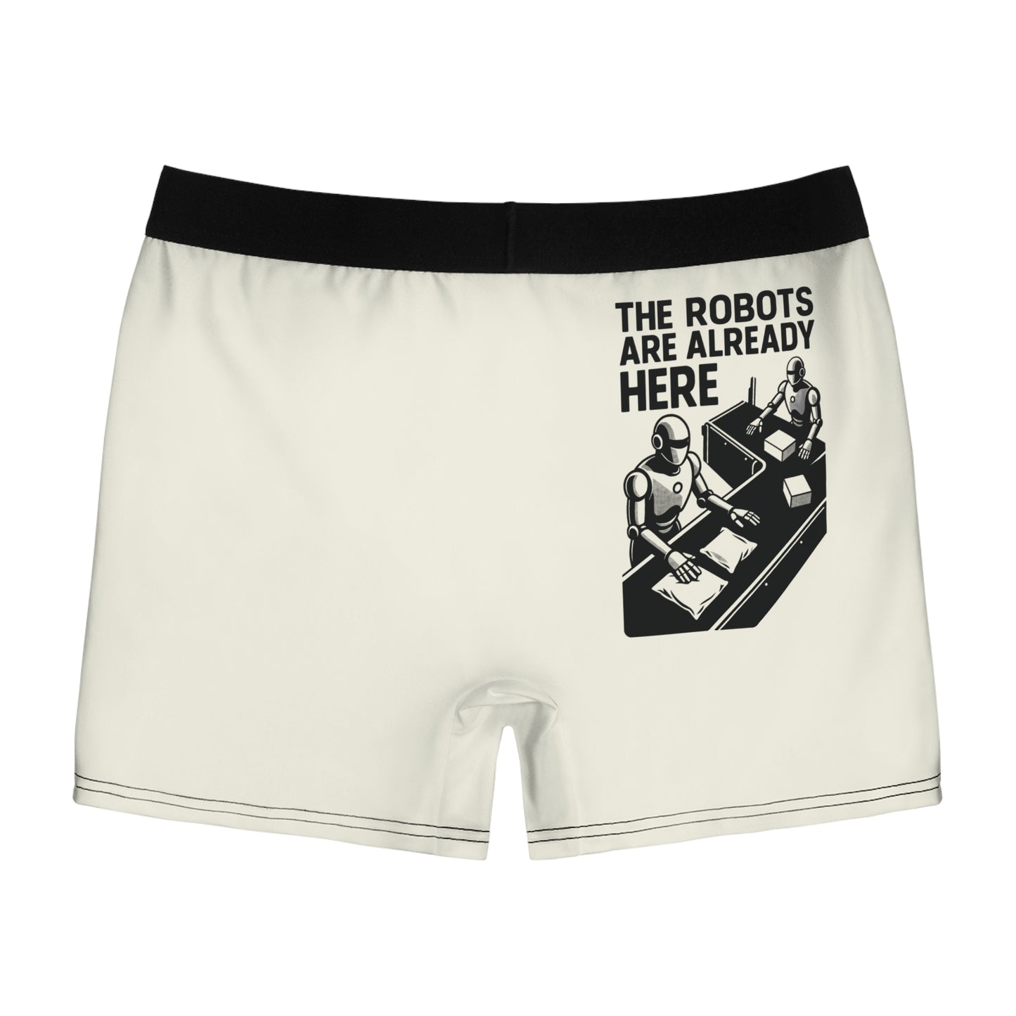 "The Robots Are Already Here", Men's Boxer Briefs (Ivory White)