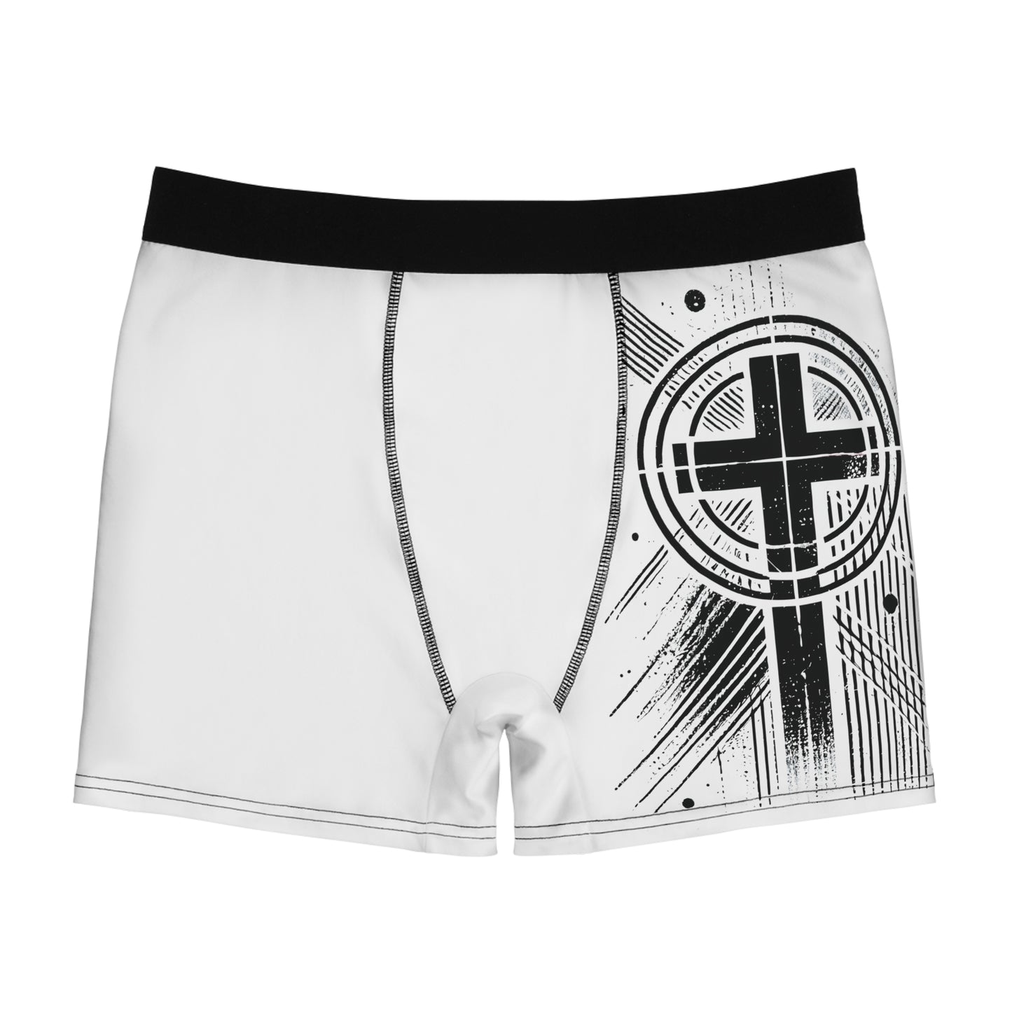 "Abstract High Cross", Men's Boxer Briefs (White)