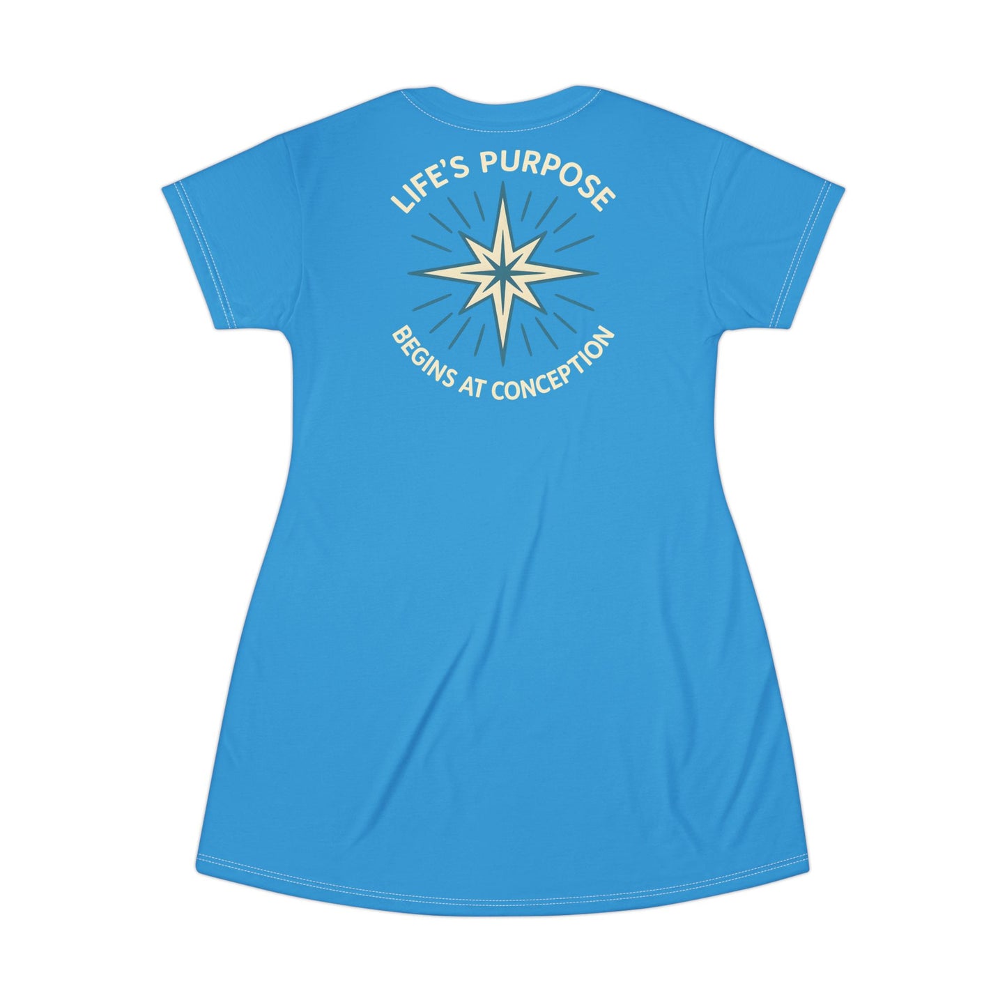 "Life's Purpose Begins at Conception #01", T-Shirt Dress (Antipodean Blue)