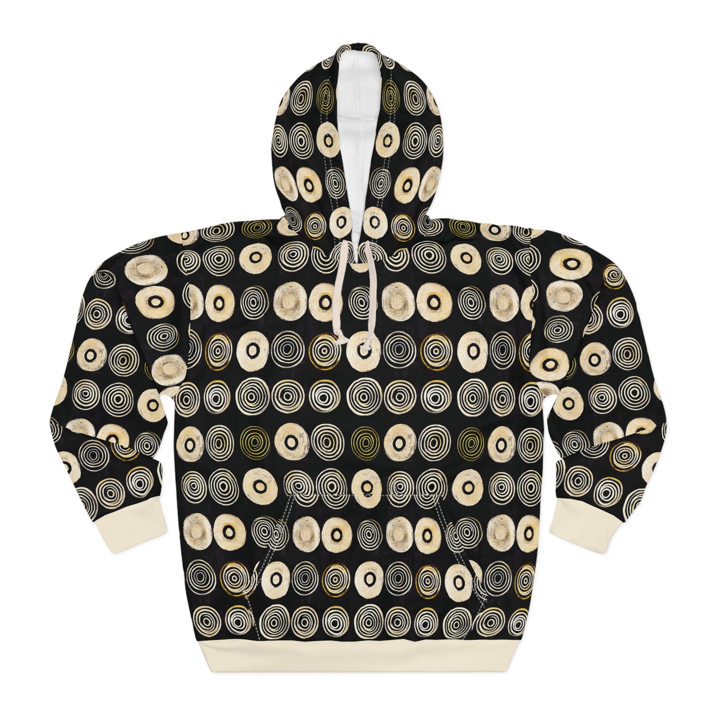 "Punk Polka", Unisex Wearable Art Pullover Hoodie (Iced Almond Cuffs)