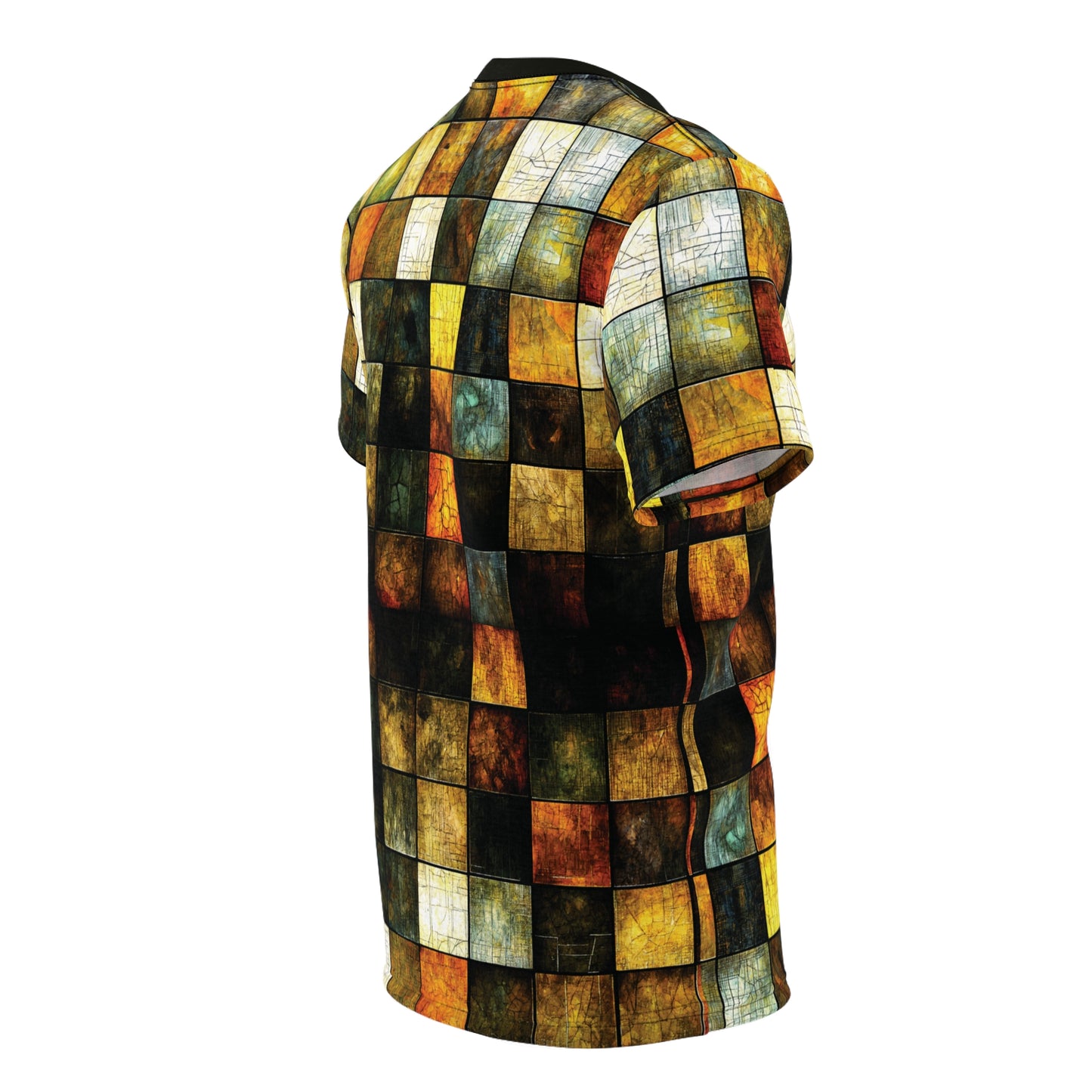 "Wood Block Pattern" #01, Fine Art Unisex T-Shirt (Mossblack Collar)
