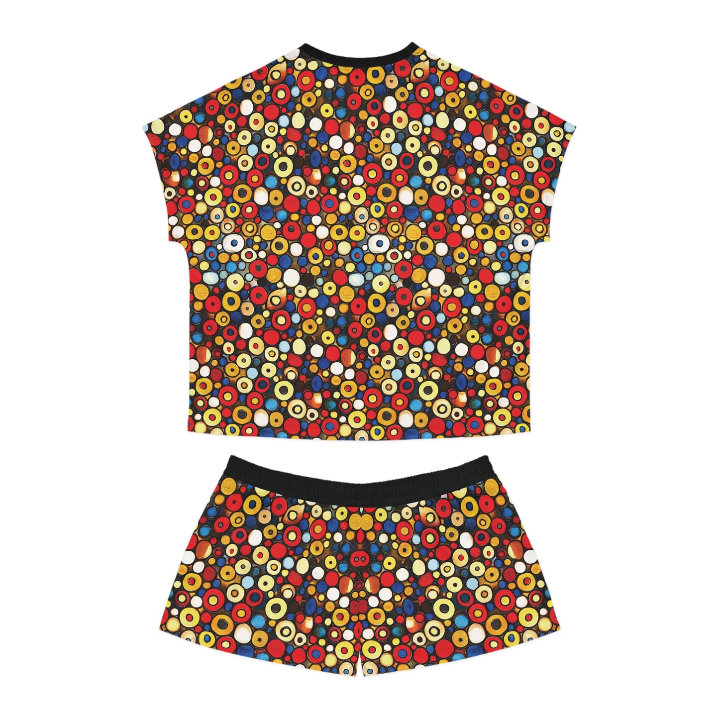 "Bits and Bobs", Fine Art Women's Short Pajama Set (Black Collar)