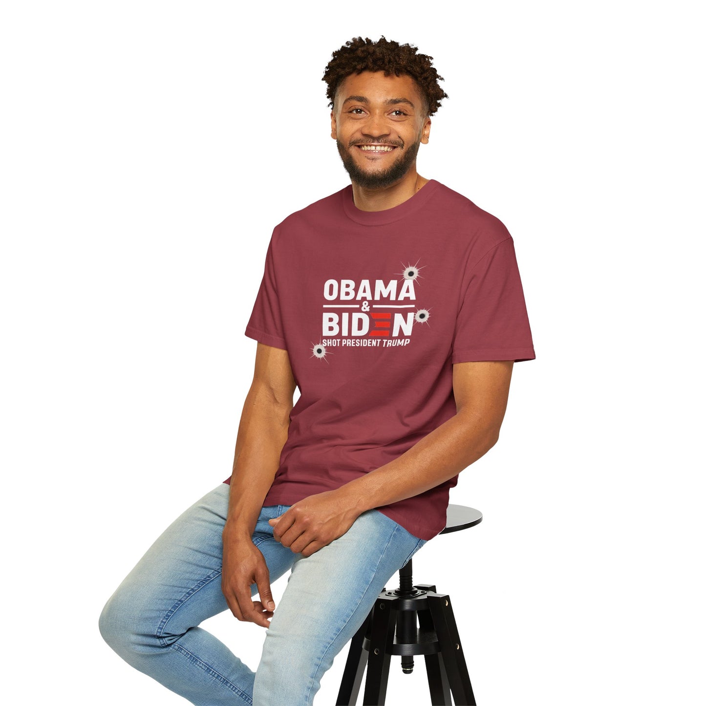 "Obama & Biden Shot President Trump", Unisex Black T-shirt