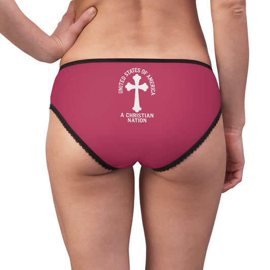 "USA - A Christian Nation" #04, Women's Briefs (Steel Pink)