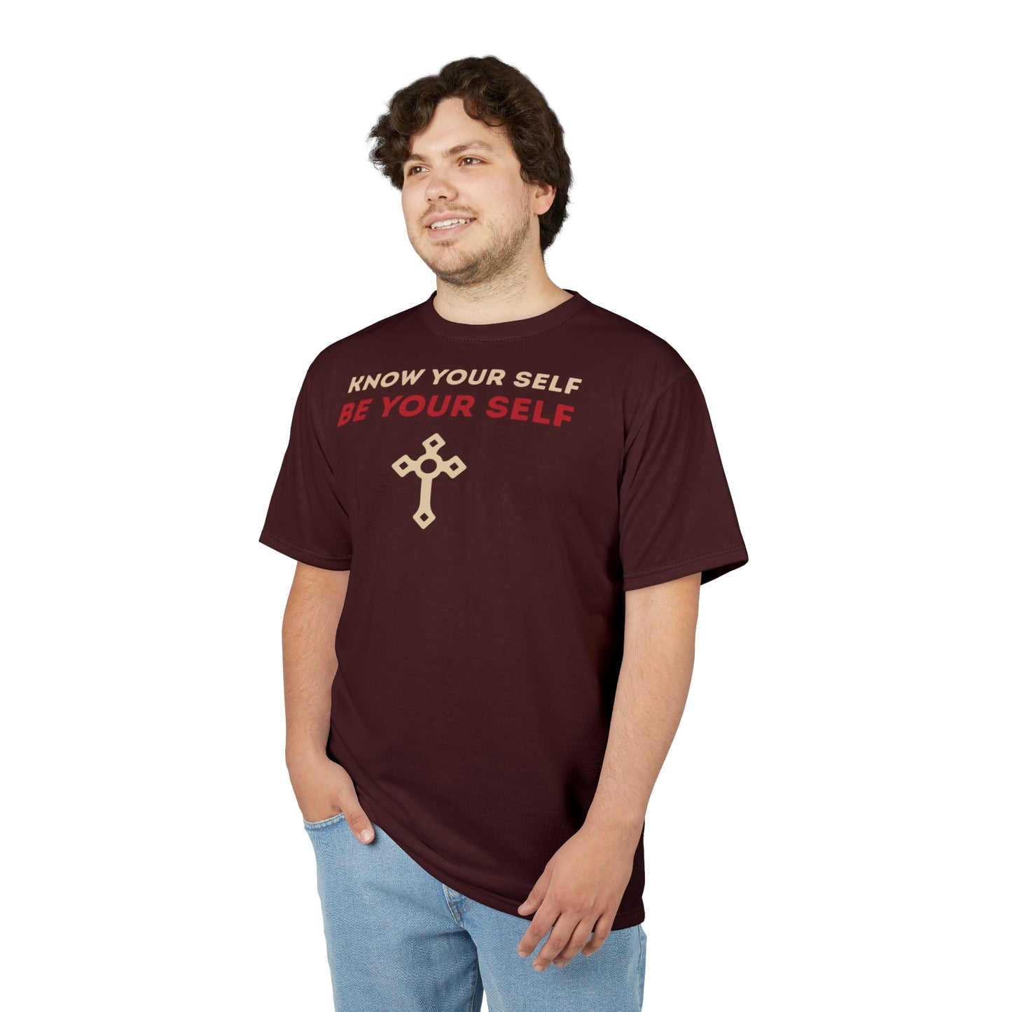 "Know Your Self", Unisex T-shirt (Mahogany)