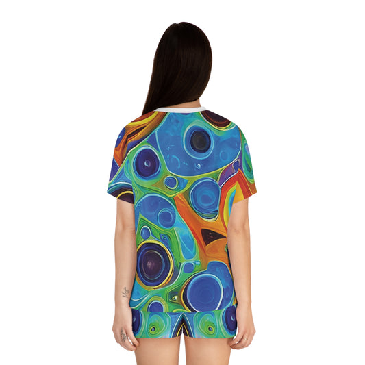 "Primordial Soup", Fine Art Women's Short Pajama Set (White Collar)