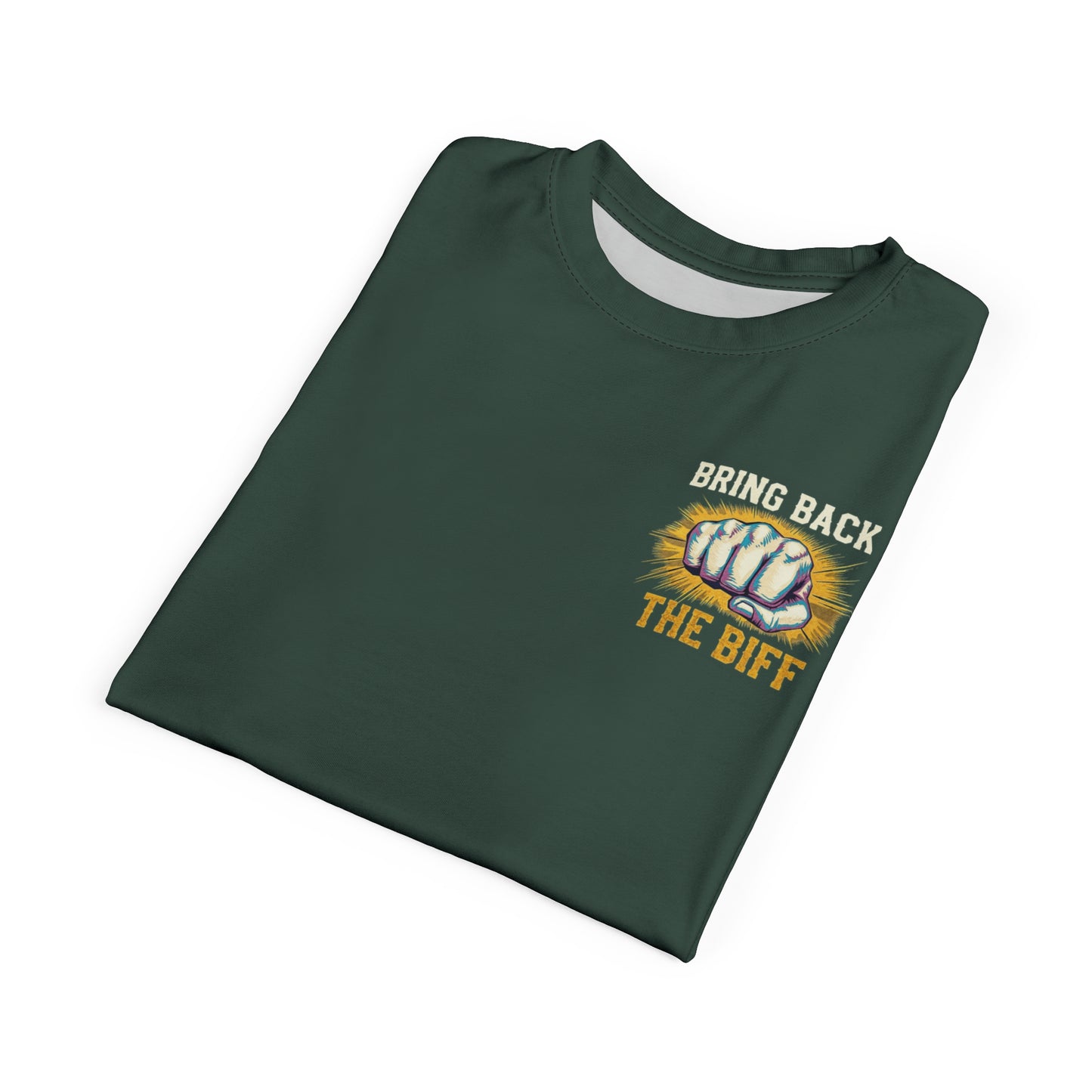 "Bring Back The Biff", Unisex T-shirt (Old Growth Green)